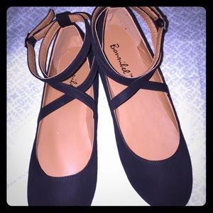 Faux black suede ballet flats!